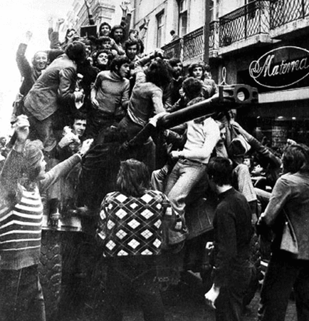 Celebration in Lisbon, April 25, 1974.