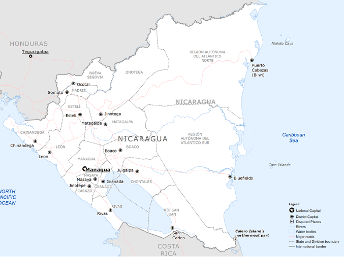 Nicaragua Base Map, Creative Commons Attribution 4.0