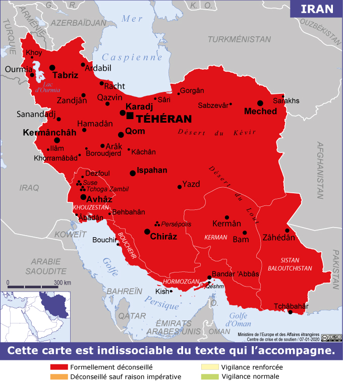 Map of Iran - French Ministry of Europe and Foreign Affairs