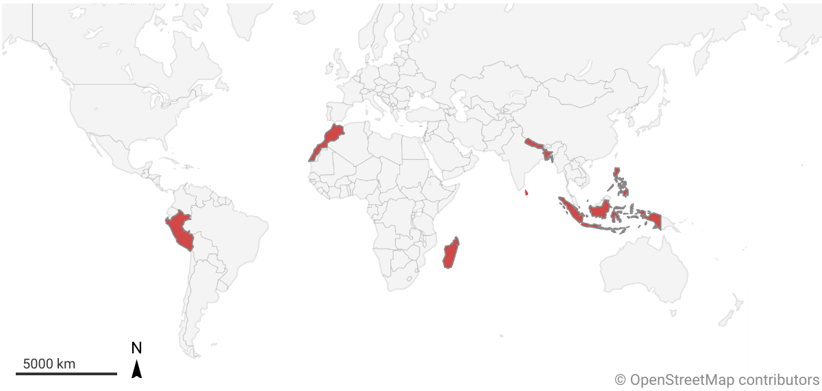 Carte des manifestations de la Gen-Z étudiées dans cette étude
