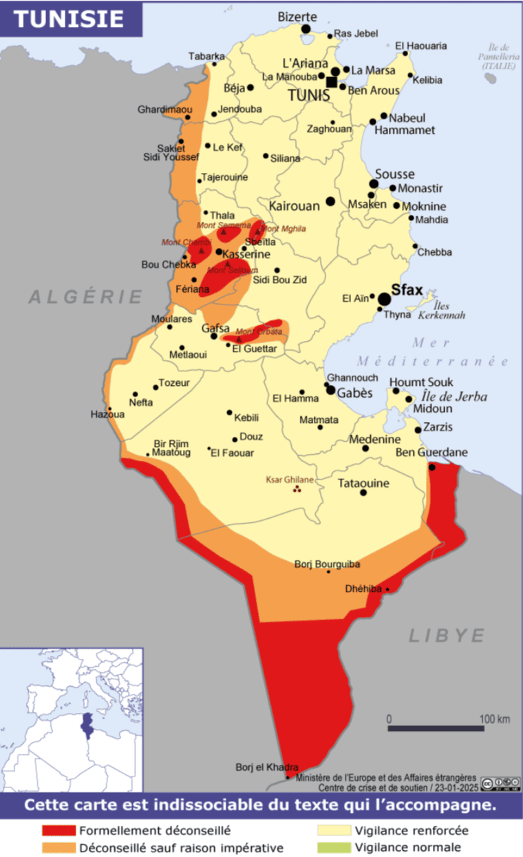 Carte du Ministère de l’Europe et des Affaires étrangères français